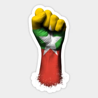 Flag of Myanmar on a Raised Clenched Fist Sticker